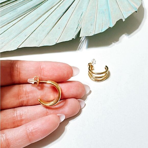 Triple hoop earrings M374 - Picture 5 of 5